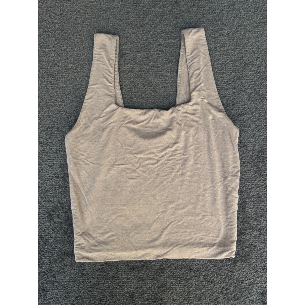 Charlotte Avery Tank Top Women's Small Tan Rayon Stretch Square Neck Pullover